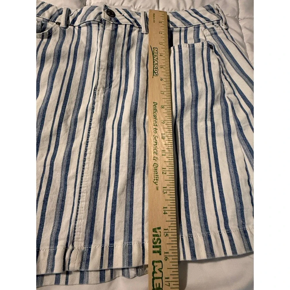 Loft Blue White Striped Denim Mini Skirt Womens 12 Cotton‎ Stretch coastal